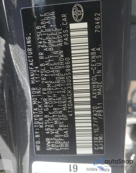 2025 Toyota Camry Xse из США, поврежденный, VIN 4T1DAACK3SU559860